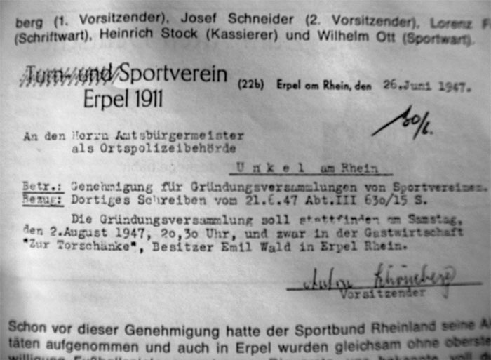 genehmigungsurkunde vom 26. Juni 1947